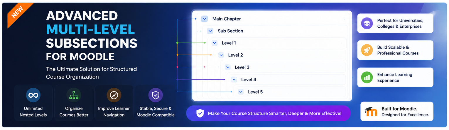 Advanced Multi-Level Subsections plugin banner for Moodle enterprise course hierarchy management